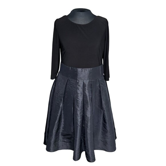 Simply Liliana Black Dress W/ Satin Skirt & Beaded Sleeve Detail Size 10 Womens - Picture 1 of 11